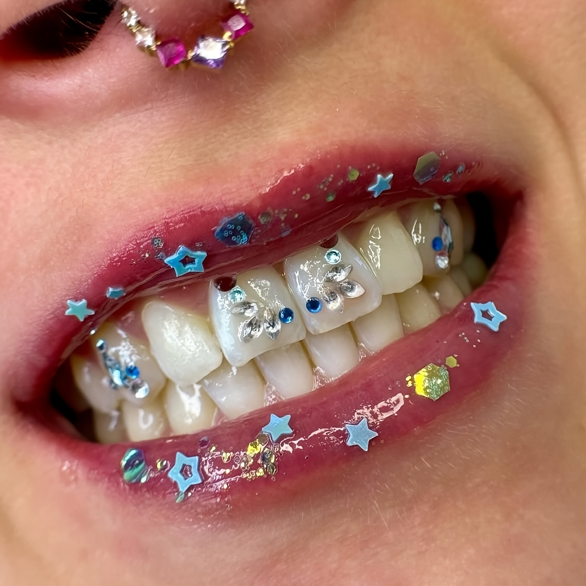 Exploding Horse Eye Pattern Teeth Jewelry Set, Y2K Style